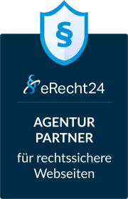 erecht24 geschütze Webseite Partner Logo eRecht24 in dunkel mit Schrift eRecht24 Partner
